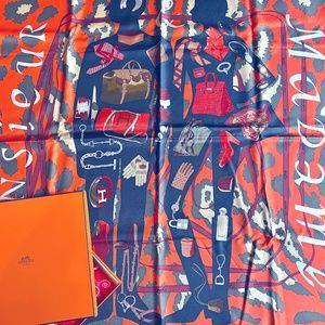Hermes Monsier Et Madame Silk Scarf & Box